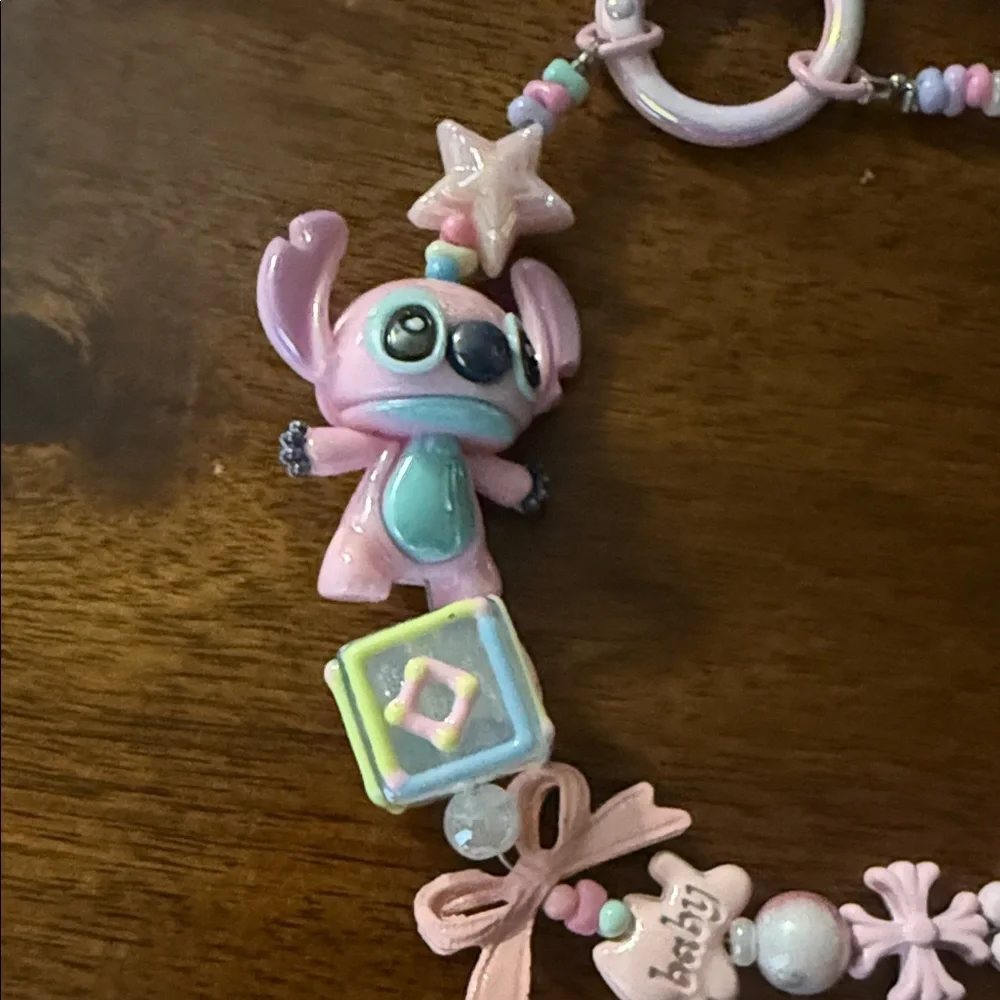 Pastel Beaded keychain with Character Charm‎